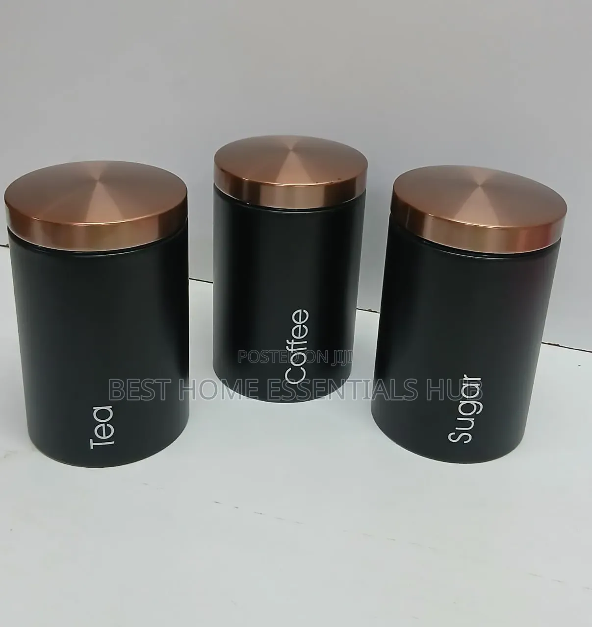 3pcs Sugar, Tea, Coffee Canisters Set-White Black
