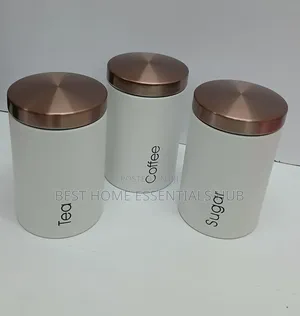 3pcs Sugar, Tea, Coffee Canisters Set-White Black
