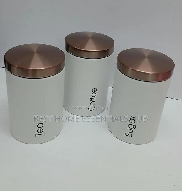 3pcs Sugar, Tea, Coffee Canisters Set-White Black - thumbnail 3