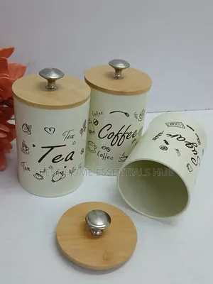 3pc Airtight Sugar, Tea, Coffee Canisters