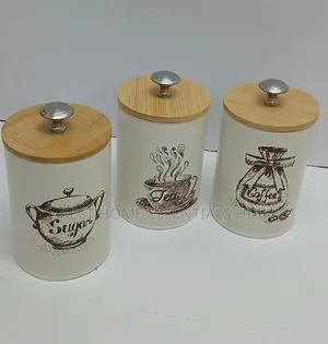 3pc Airtight Sugar, Tea, Coffee Canisters