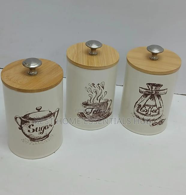 3pc Airtight Sugar, Tea, Coffee Canisters - thumbnail 3