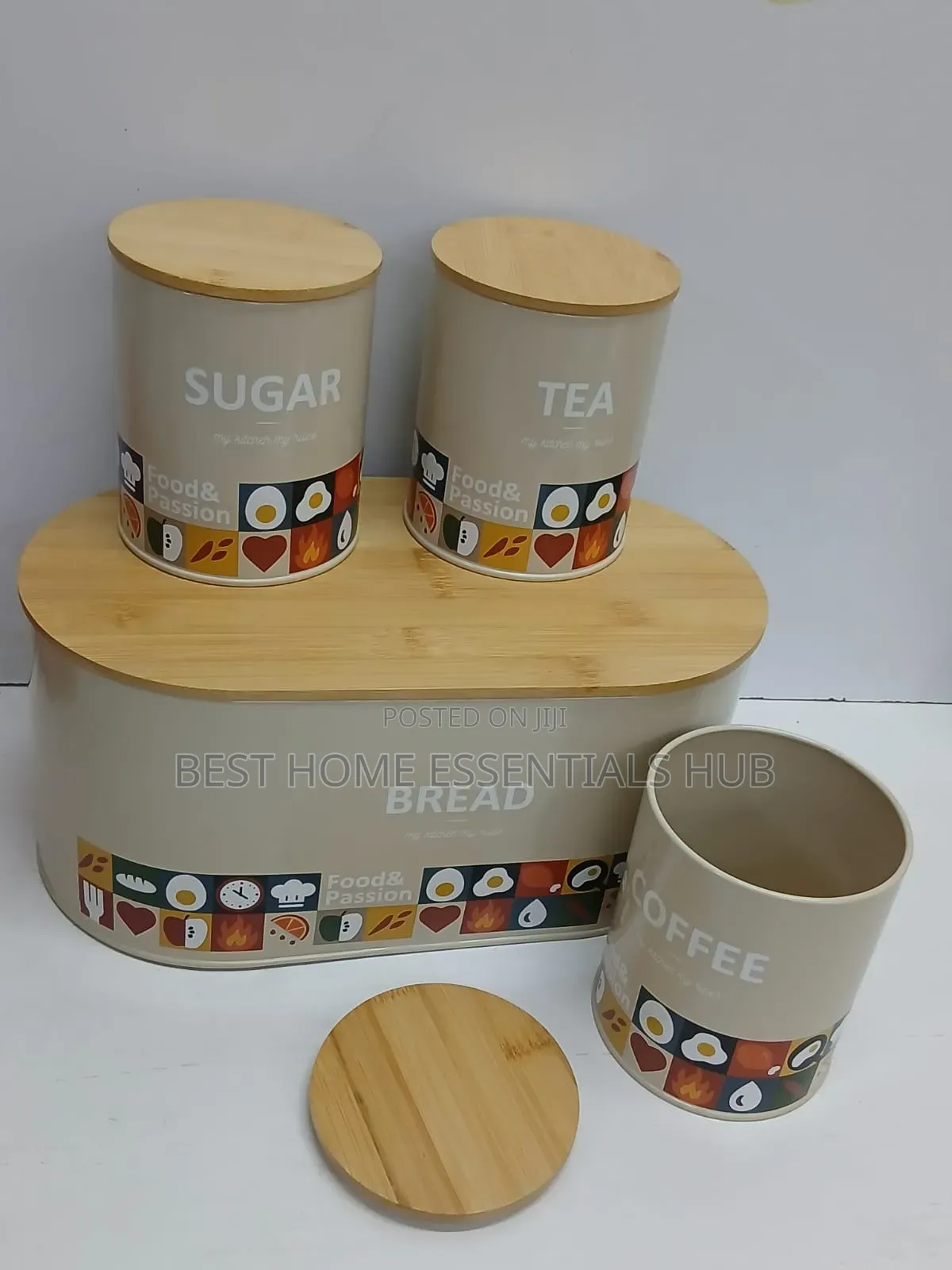 Unique and Elegant Bread Storage Bin With 3pcs Canisters