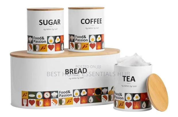 Unique and Elegant Bread Storage Bin With 3pcs Canisters - thumbnail 4