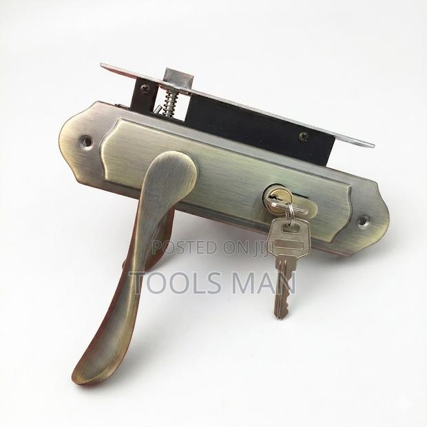 Antique Brass Mortise Door Lock Set – Secure Lever Handle With Keys
