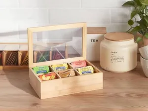 *6 Slots Bamboo Wooden Teabag Organiser