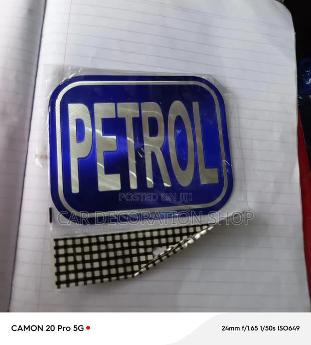 Blue Reflective Laminated Petrol Fuel Badge Sticker