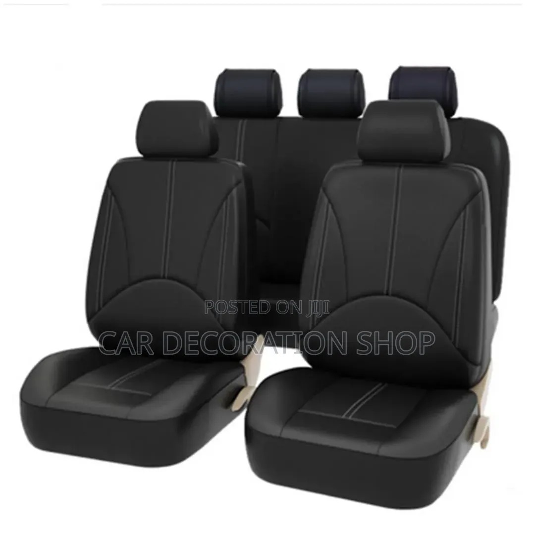 All Black Pu Leather Durable, Waterproof Seat Covers Set