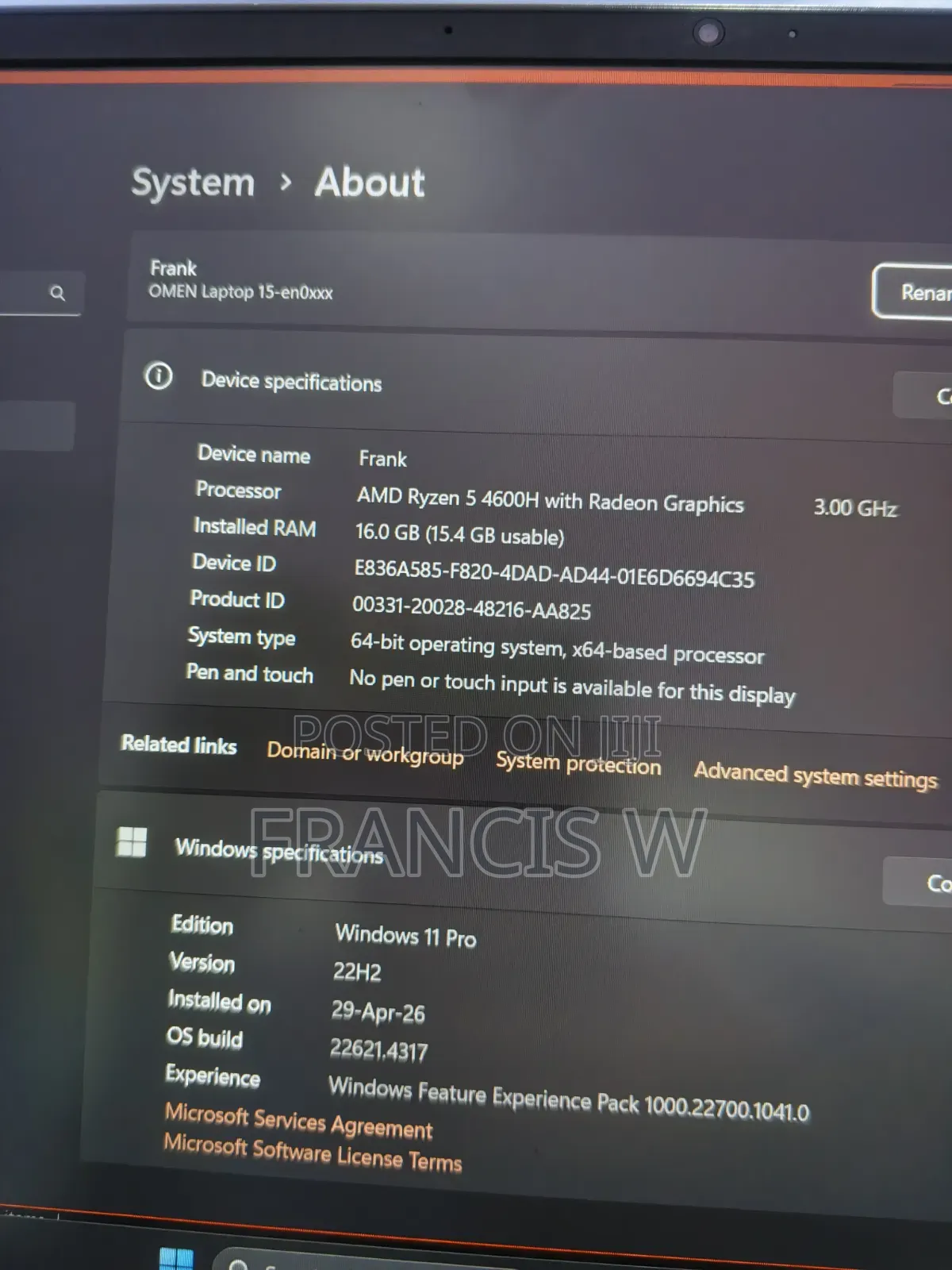 Laptop HP Omen 15 16GB AMD Ryzen 5 SSD 512GB