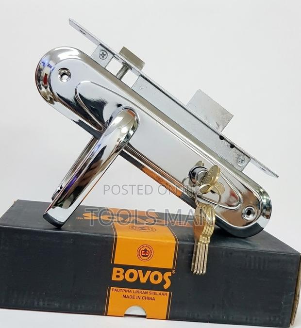 Bovos Heavy Duty Flushwooden/Metal Door Lock - Silver Rust-Free Steel