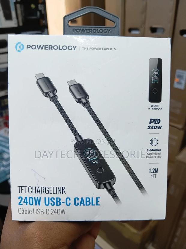Powerology TFT Chargelink 240w Usb-C Cable Featuring a Smart Display. - thumbnail 3