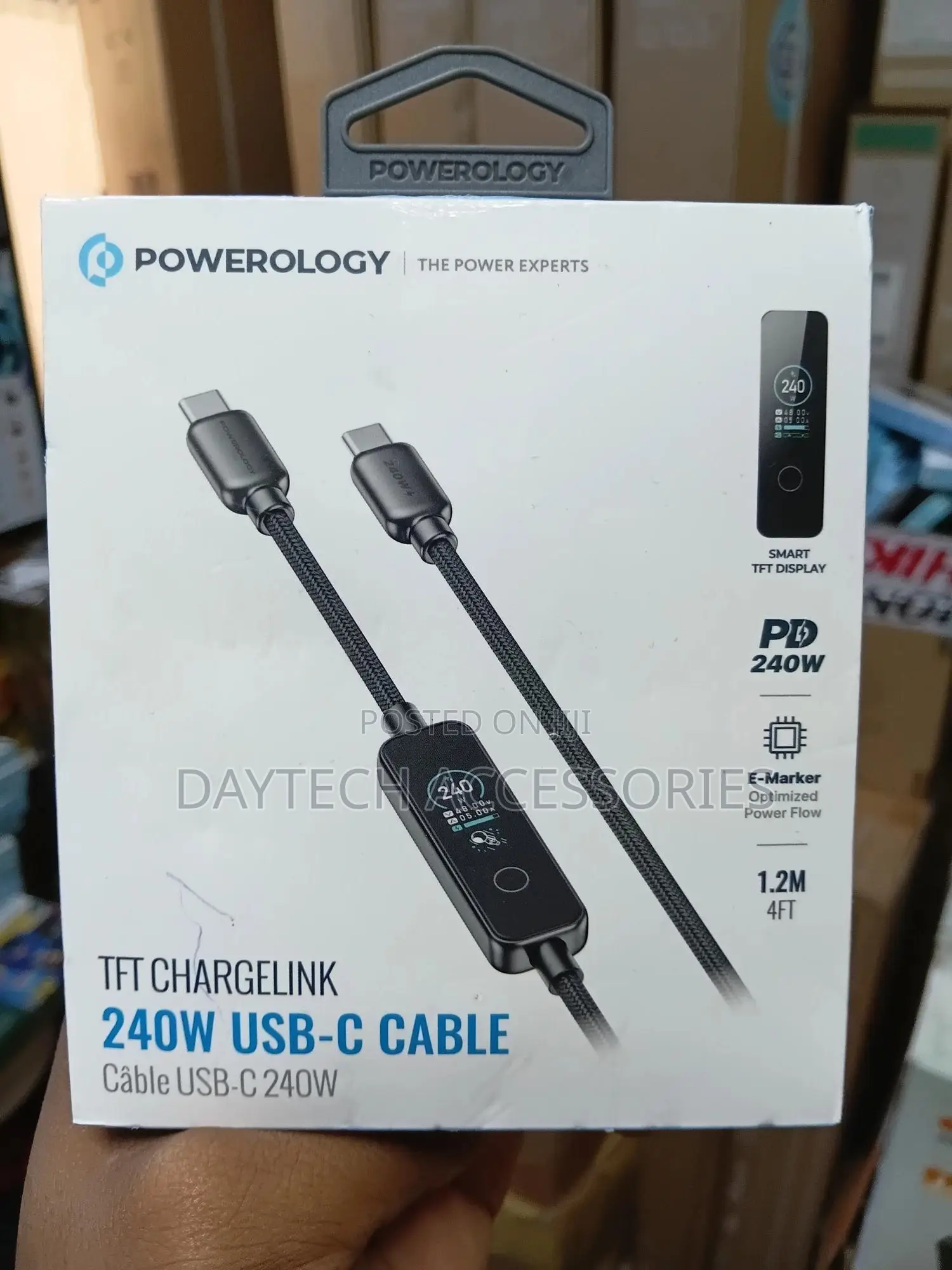 Powerology TFT Chargelink 240w Usb-C Cable - Black