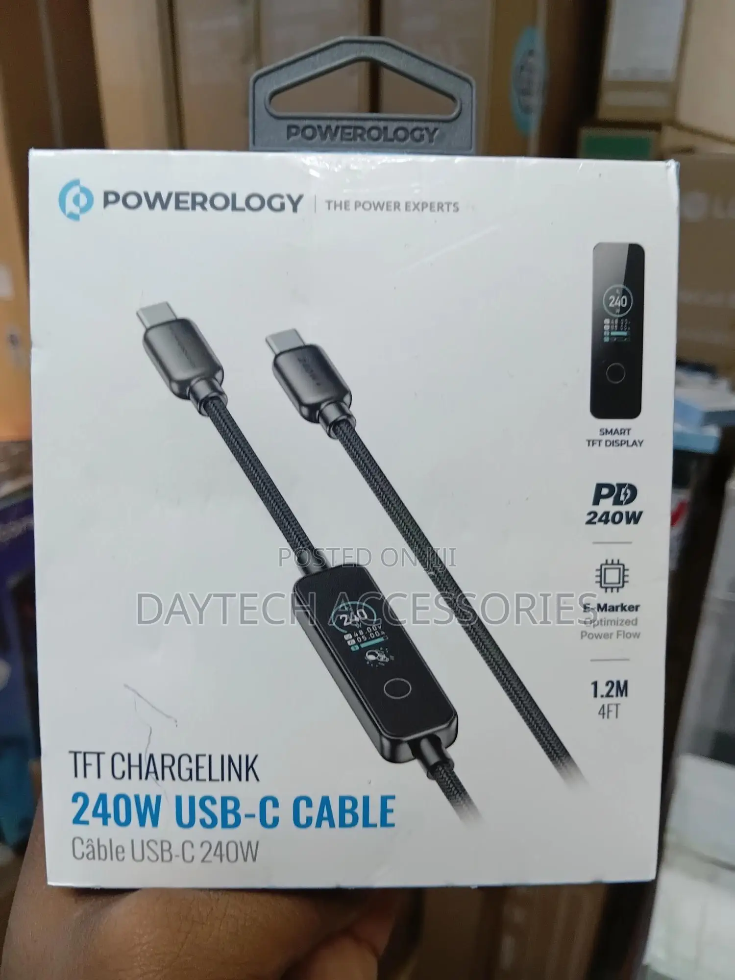 Powerology TFT Chargelink 240w Usb-C Cable - Black