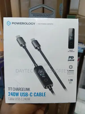 Powerology TFT Chargelink 240w Usb-C Cable - Black
