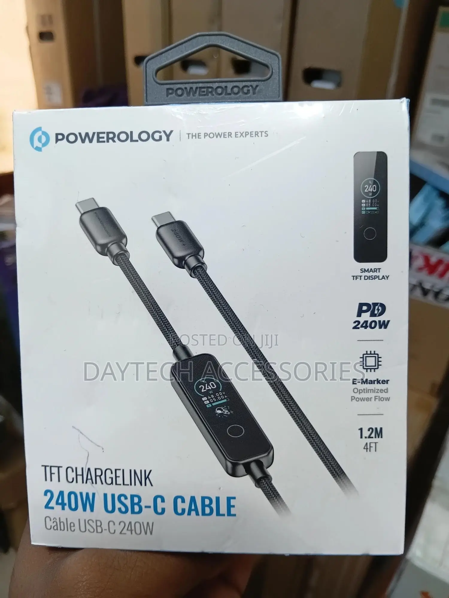 Powerology TFT Chargelink 240w Usb-C Cable - Black