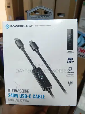Powerology TFT Chargelink 240w Usb-C Cable - Black