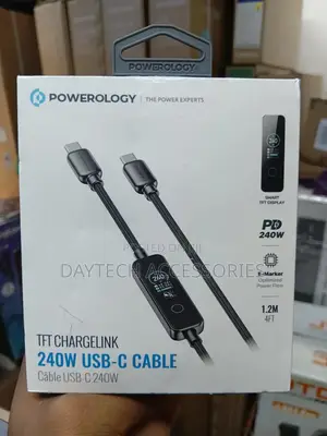 Powerology TFT Charge Link 240w Fast Charging Usb-C Cable With Display