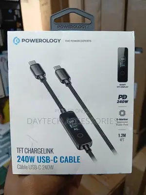 Powerology TFT Charge Link 240w Fast Charging Usb-C Cable With Display