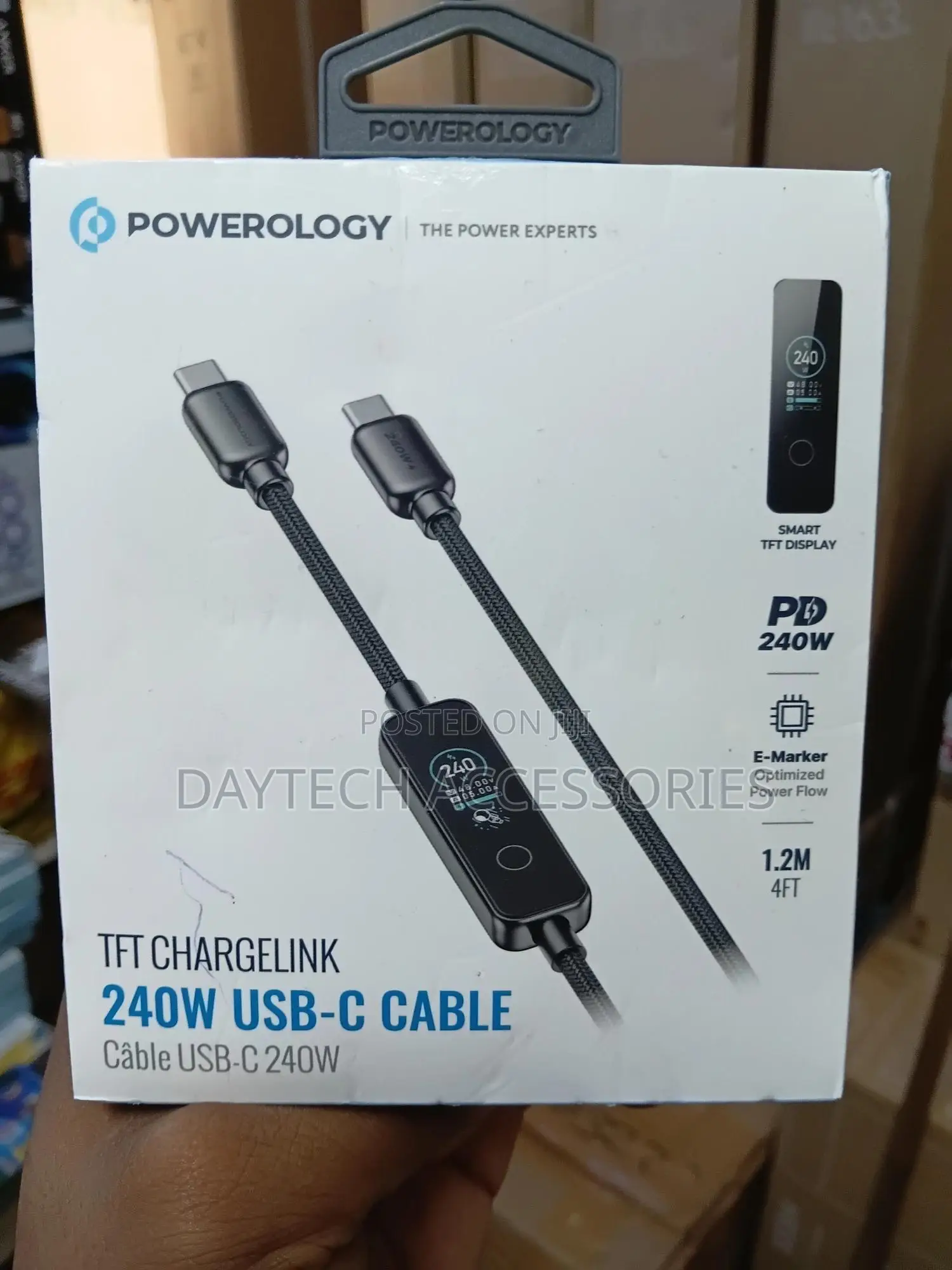 Powerology 240w Usb-C to Usb-C Cable With TFT Display
