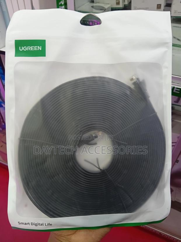 This Is a Ugreen Nw102 10-Meter Cat6 Utp Flat Ethernet Cable in Black.