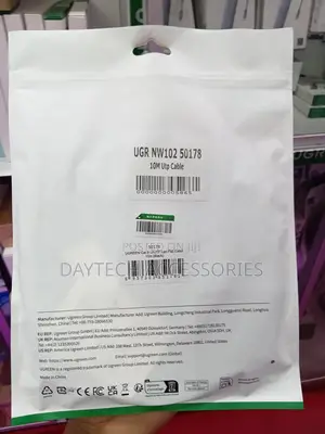 This Is a Ugreen Nw102 10-Meter Cat6 Utp Flat Ethernet Cable in Black.