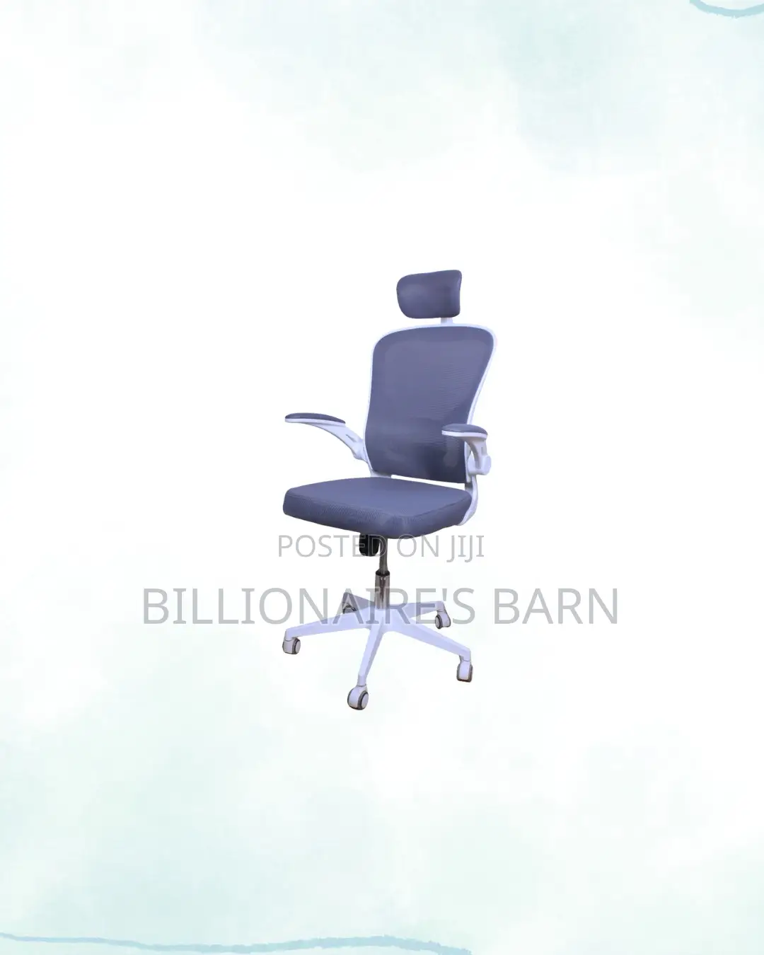 Heavy Duty White Ergonomic Chair Flip Up Arms Adjustable Headrest