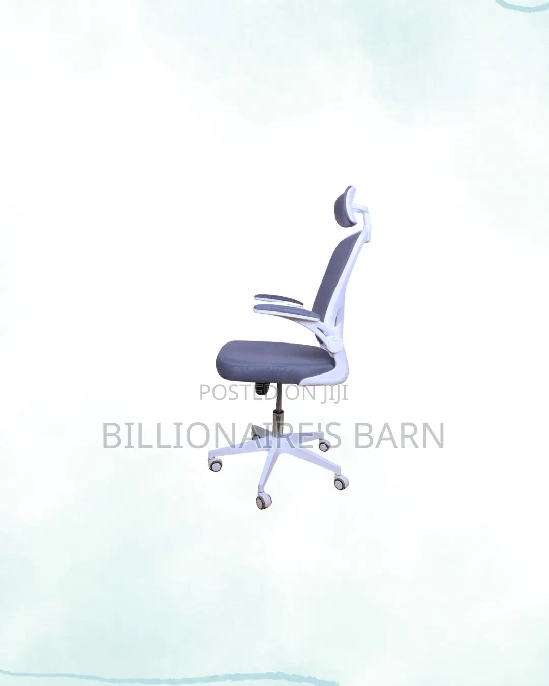 Heavy Duty White Ergonomic Chair Flip Up Arms Adjustable Headrest