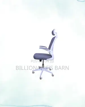 Heavy Duty White Ergonomic Chair Flip Up Arms Adjustable Headrest