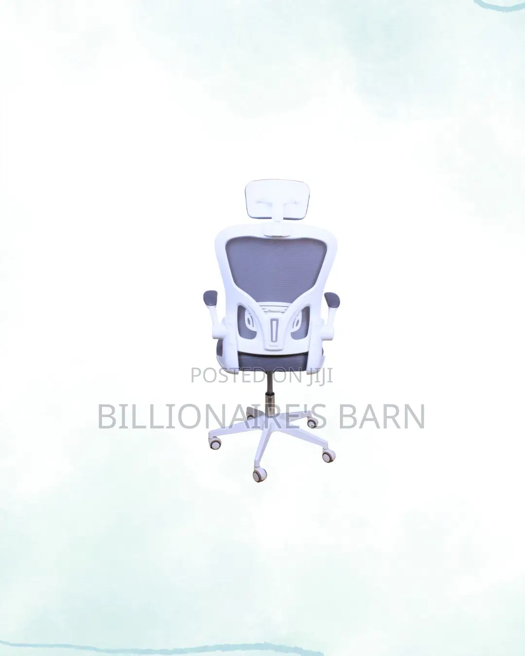 Heavy Duty White Ergonomic Chair Flip Up Arms Adjustable Headrest