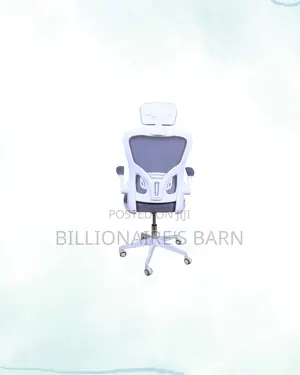 Heavy Duty White Ergonomic Chair Flip Up Arms Adjustable Headrest