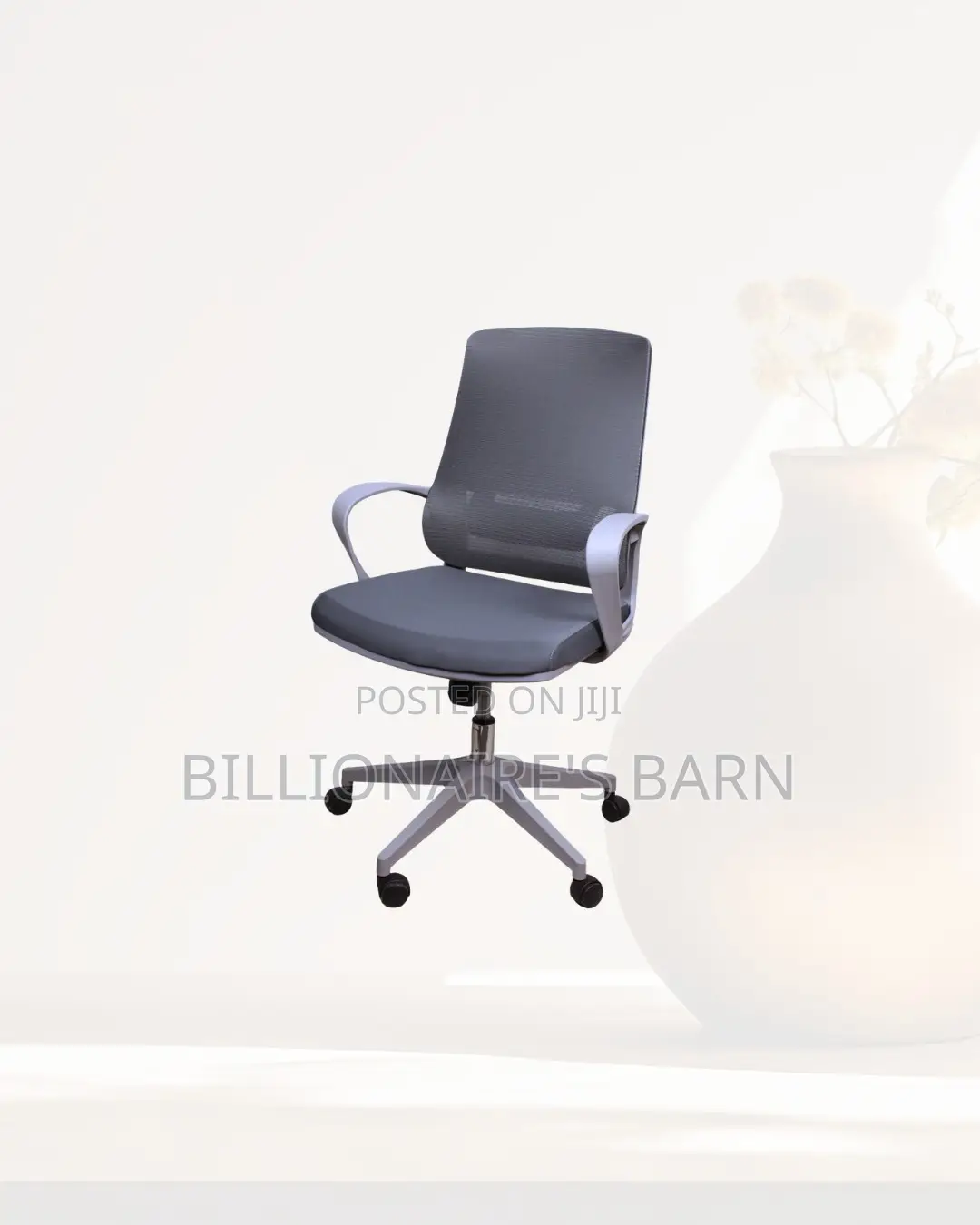 Heavy Duty Grey Ergonomic Mesh Office Chair Mid Back Lumbar Support