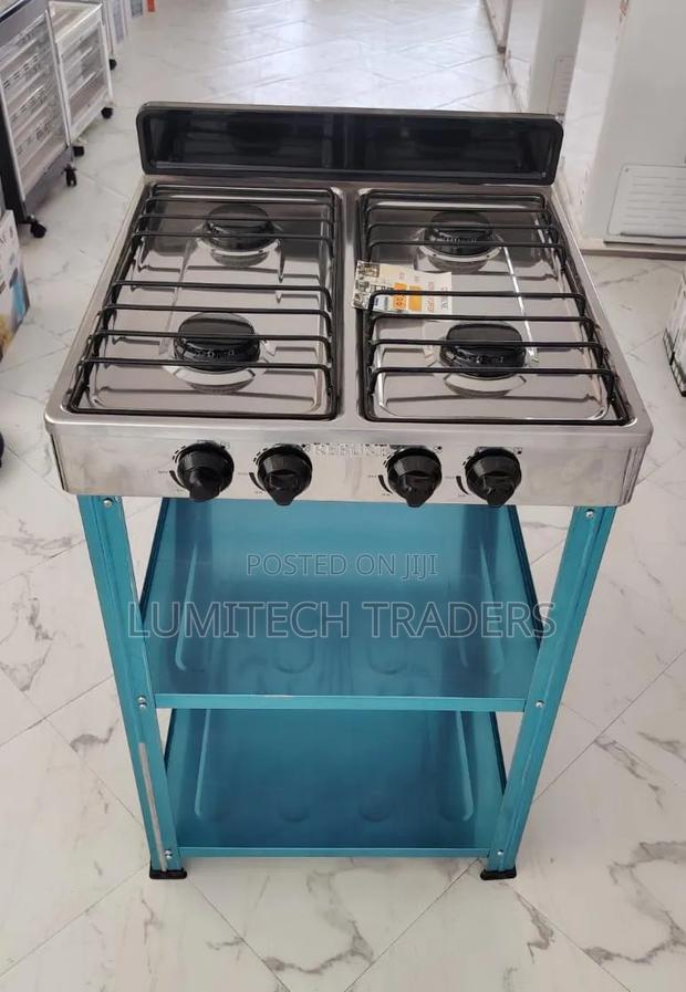 Rebune Four Burner Standing Gas Stove With Shelves