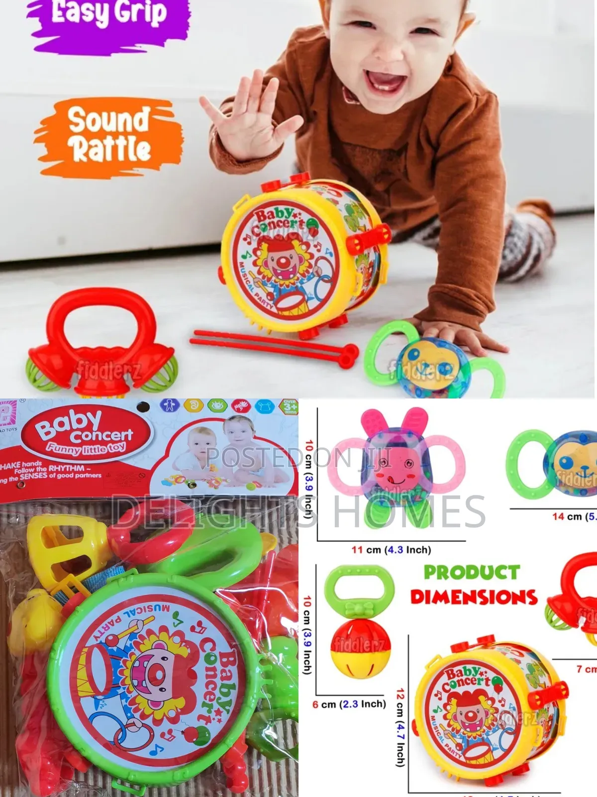 5pcs Baby Rattle Musical Drum Set -Hw