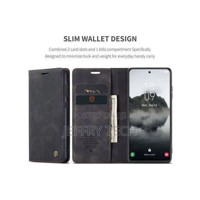 Samsung Galaxy S25 Flip Wallet Case - Black, Pu Leather, 2 Card Slots