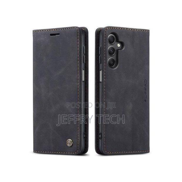 Samsung Galaxy A05s Black Soft Leather Wallet Case - 2 Card Slots, Mag