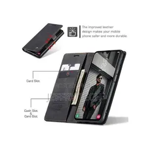 Samsung Galaxy A05s Black Soft Leather Wallet Case - 2 Card Slots, Mag