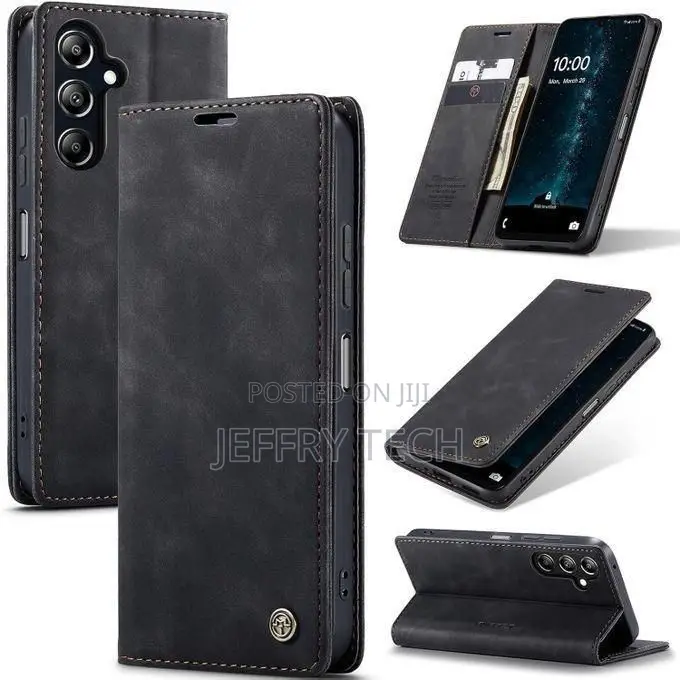 Samsung Galaxy A35 5g Wallet Case - Black, Pu Leather, Shock-Proof, Ki