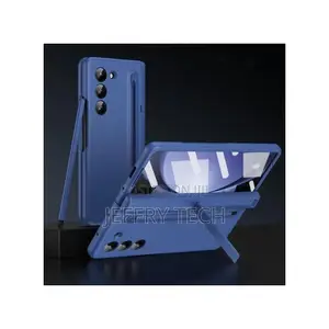 Samsung Galaxy Z Fold 7 Leather Case Blue Screen Protector, Stylus Pen