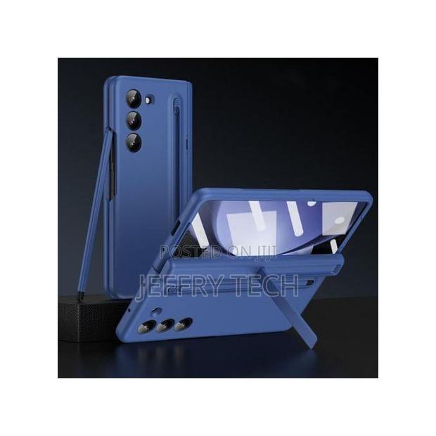 Samsung Galaxy Z Fold 7 Leather Case Blue Screen Protector, Stylus Pen - thumbnail 2
