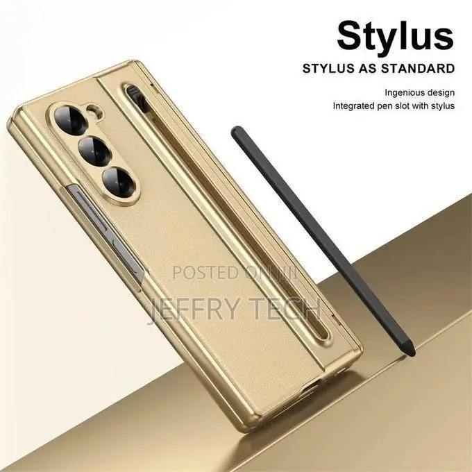 Samsung Galaxy Z Fold 7 Case - Gold, Built-in S Pen Holder, Full Prote