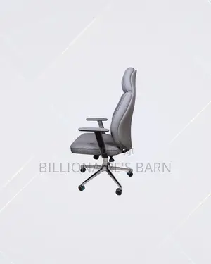 Heavy Duty Grey Executive Leather Office Chair High Back Chrome Base