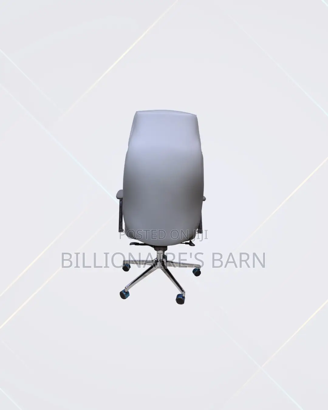 Heavy Duty Grey Executive Leather Office Chair High Back Chrome Base