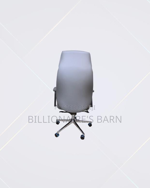 Heavy Duty Grey Executive Leather Office Chair High Back Chrome Base - thumbnail 3