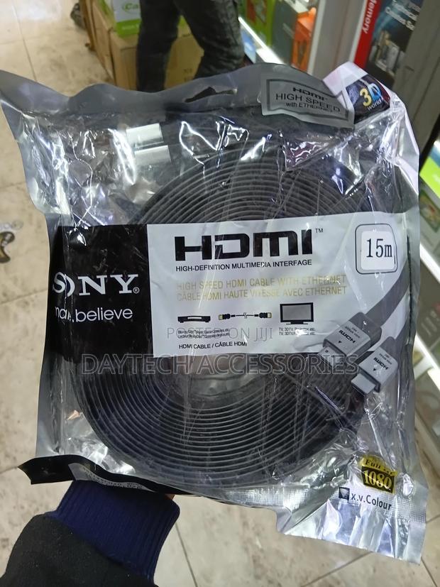 This Is a Sony 15-Meter High-Speed Hdmi Cable in Flat Black. - thumbnail 2