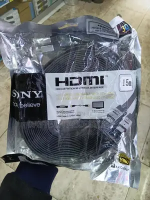 This Is a Sony 15-Meter High-Speed Hdmi Cable in Flat Black.