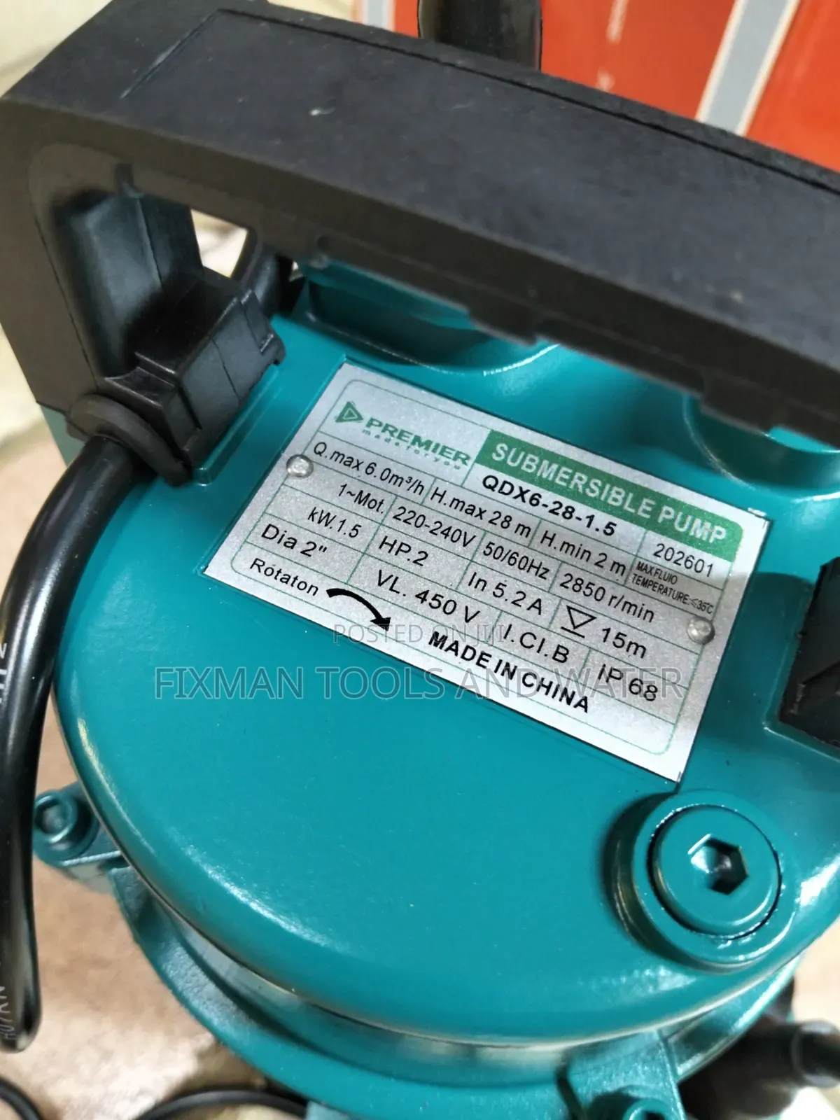 High Pressure Premier Sewage Pump 2 Hp 1500w 28 M 2"