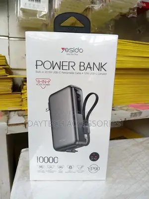 Yesido Yp90e 22.5w Ac+Dcpower Bank Built-in Retractable Usb-C Cable