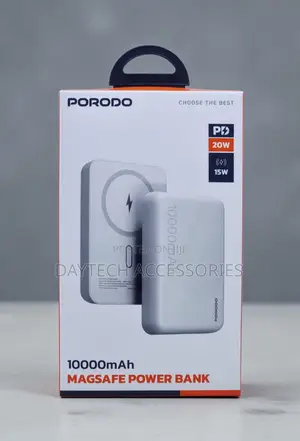 This Is a Porodo Bluvora 10000mah Magsafe Power Bank in Dark Grey.