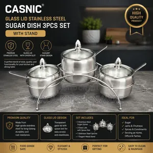 Steel Sugar Dish Set With Stand