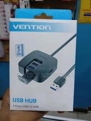 This Is a Vention 4-Port Usb 3.0 Hub in Black.